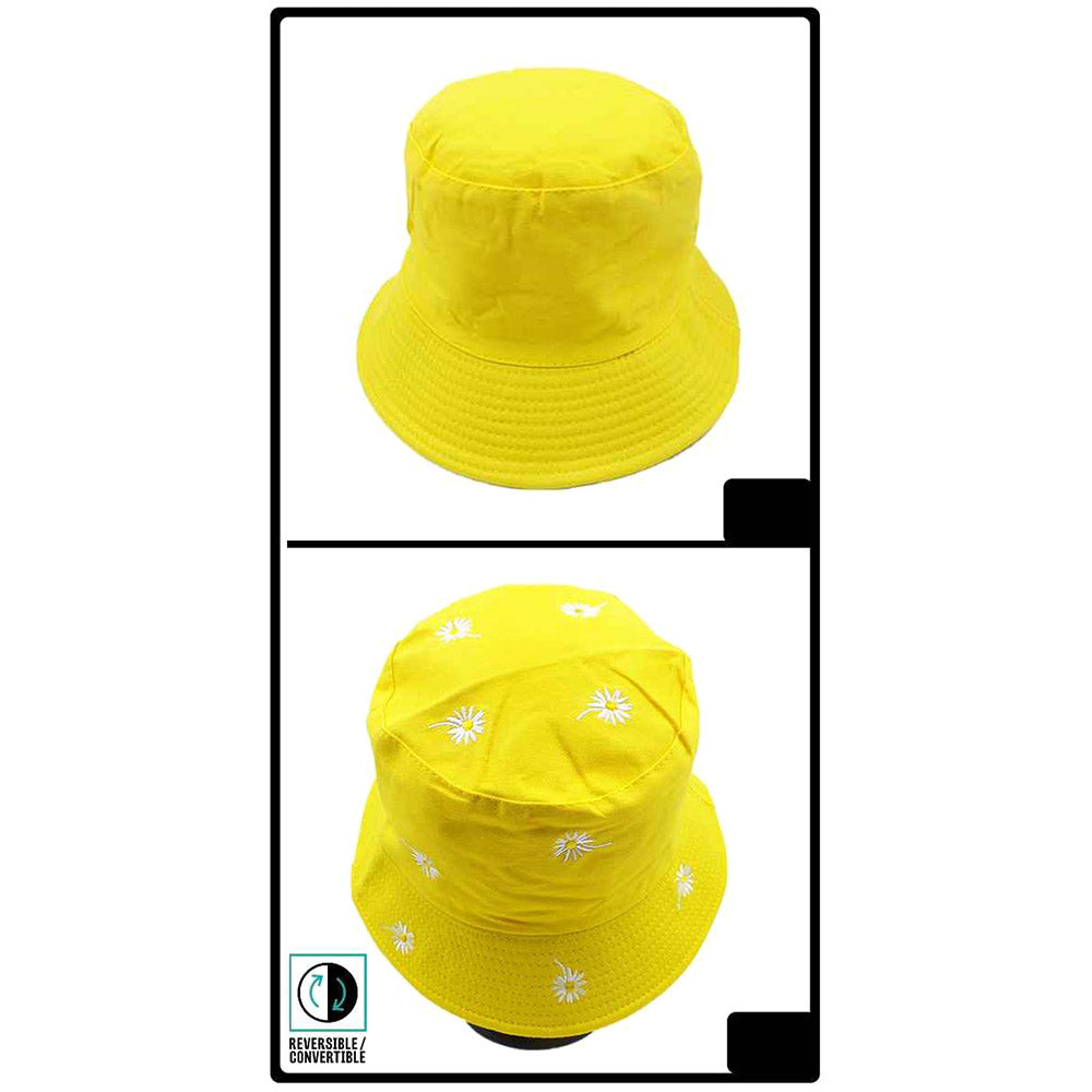 HATEGORY Reversible Daisy Flower Patterned Bucket Hat