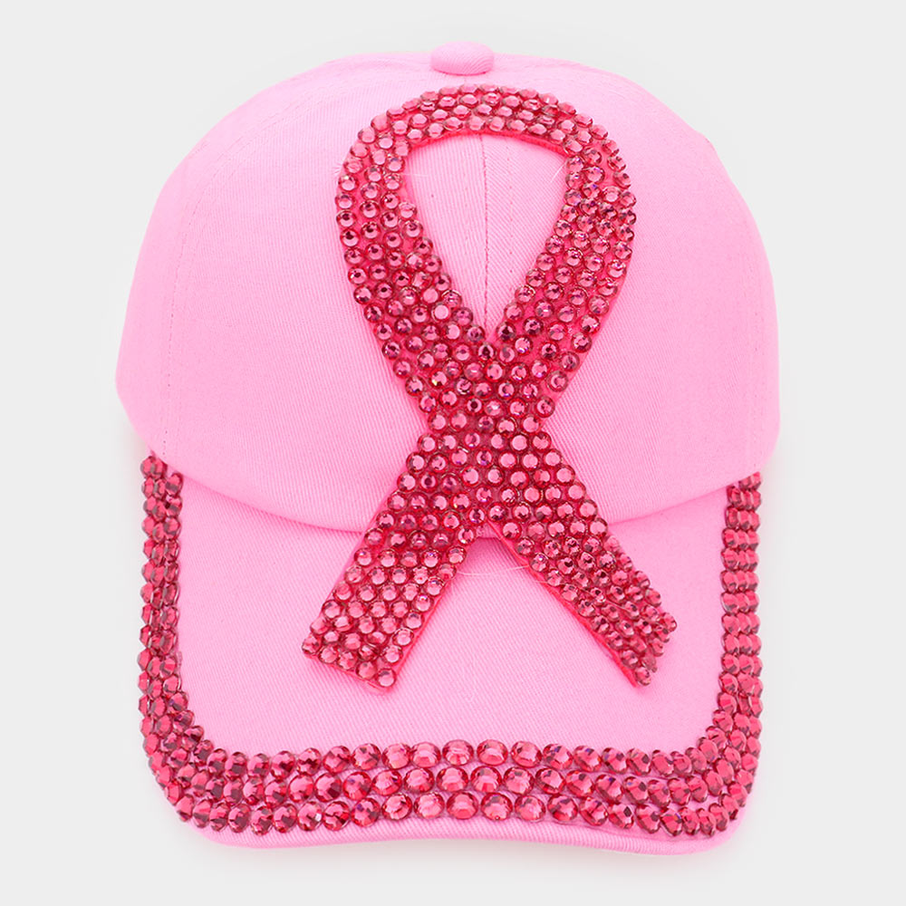 HATEGORY Bling Pink Ribbon Baseball Cap