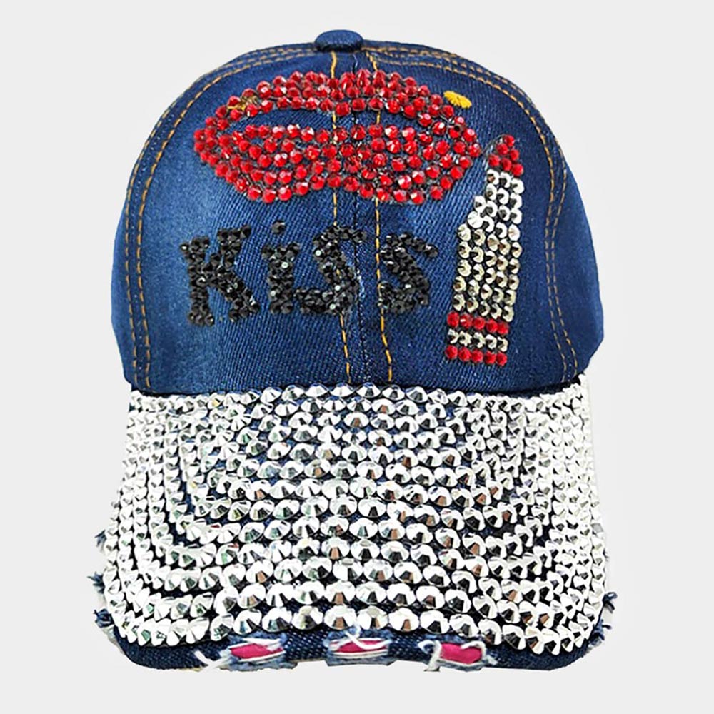 HATEGORY Bling Lips 'Kiss' Message Baseball Cap