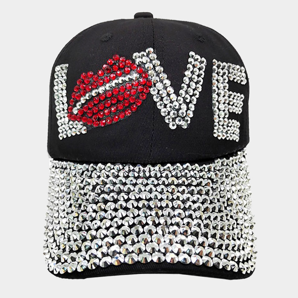 HATEGORY Bling Lips 'Love' Message Message Baseball Cap