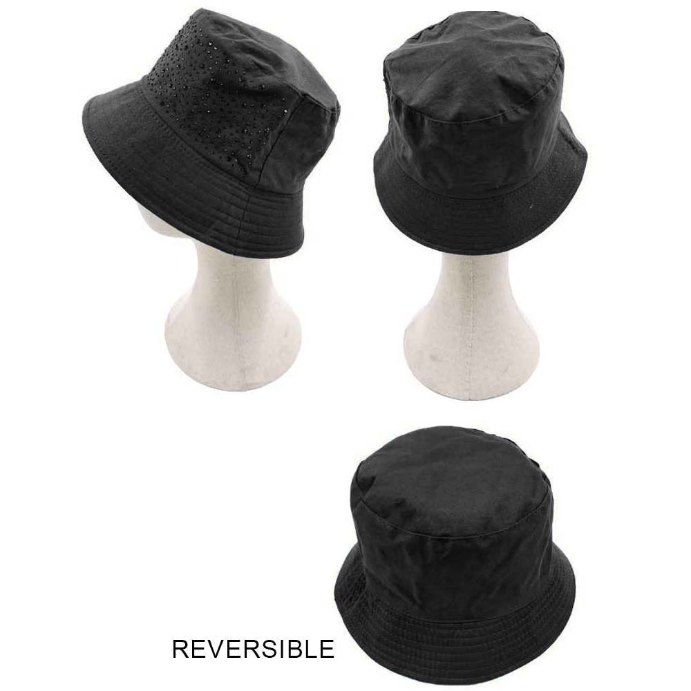 HATEGORY Bling Solid Reversible Bucket Hat