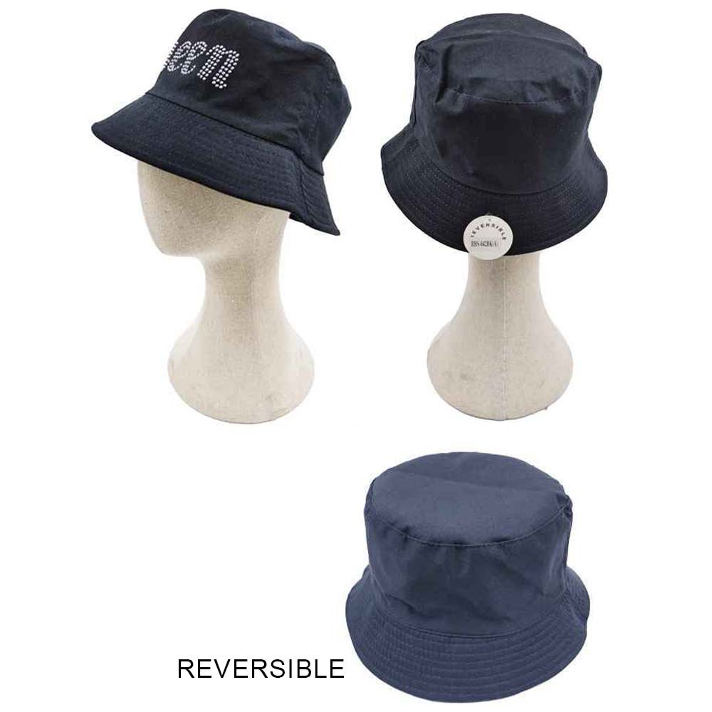 HATEGORY Queen Message Solid Reversible Bucket Hat