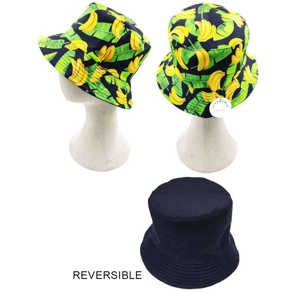 HATEGORY Banana Leaf Patterned Reversible Bucket Hat
