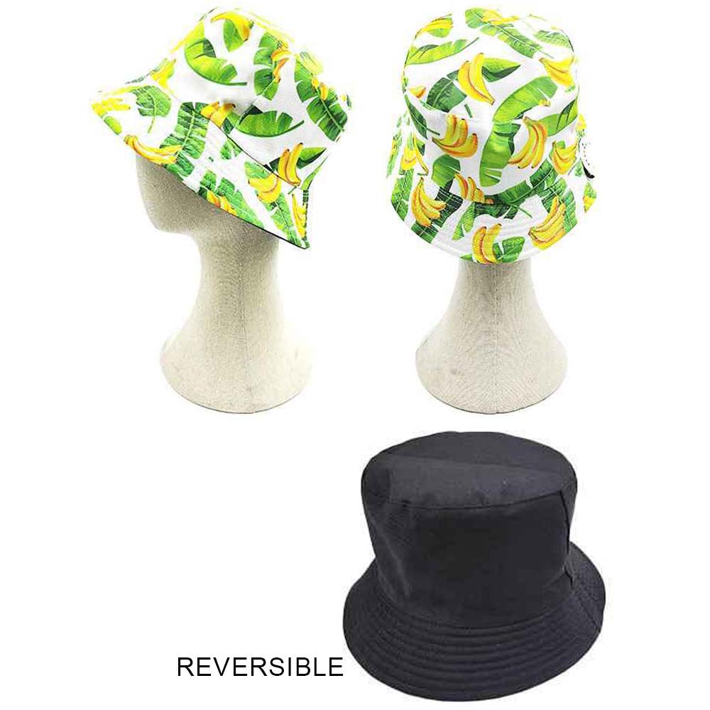 HATEGORY Banana Leaf Patterned Reversible Bucket Hat