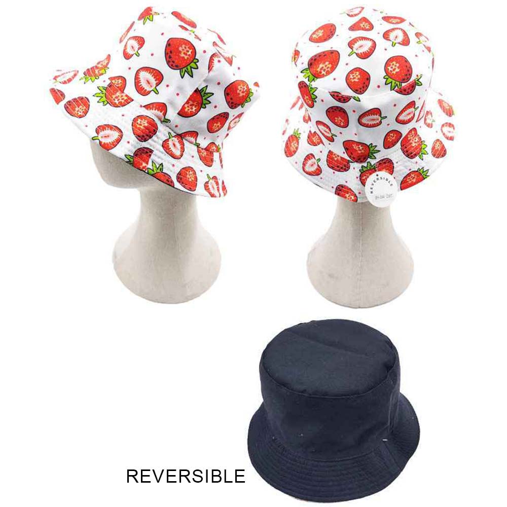 HATEGORY Strawberry Patterned Reversible Bucket Hat