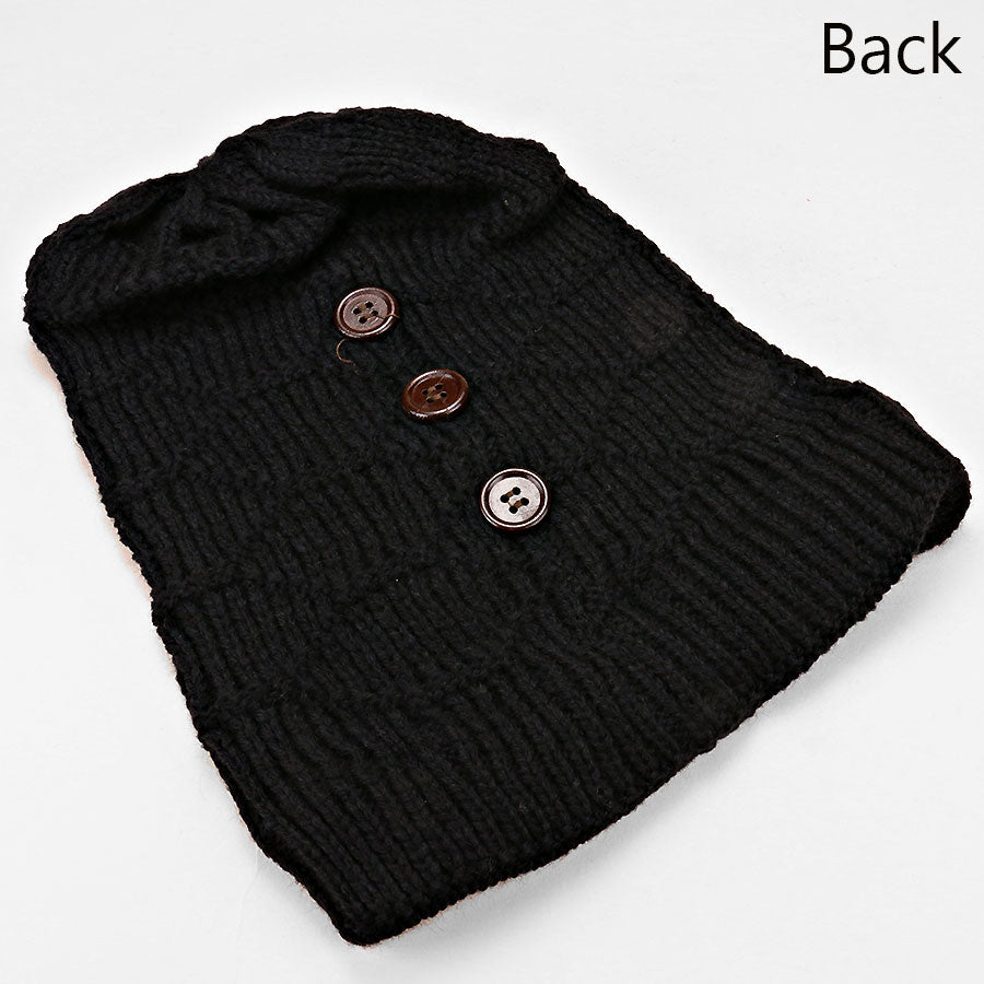 HATEGORY Buttoned Acrylic Knit Beanie