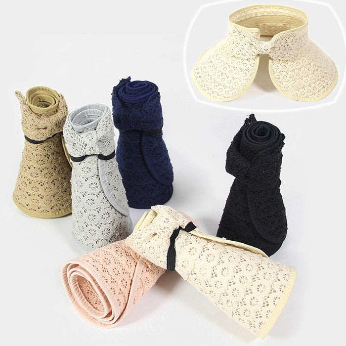 HATEGORY Roll up straw lace visor hat