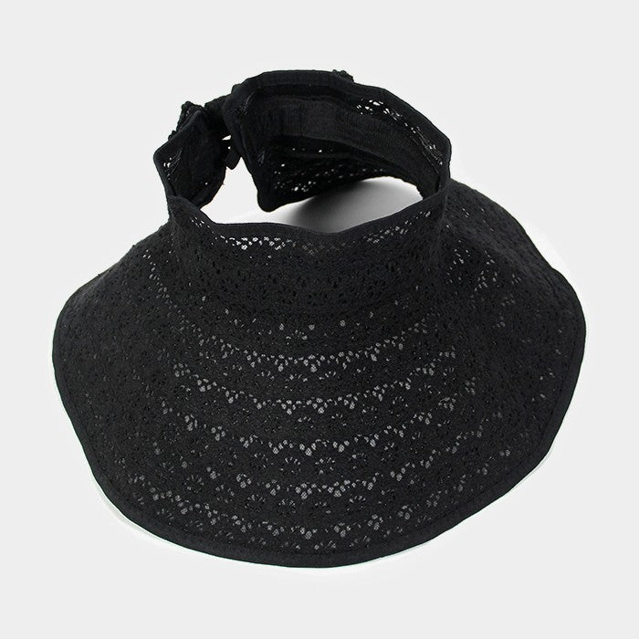 HATEGORY Roll up straw lace visor hat