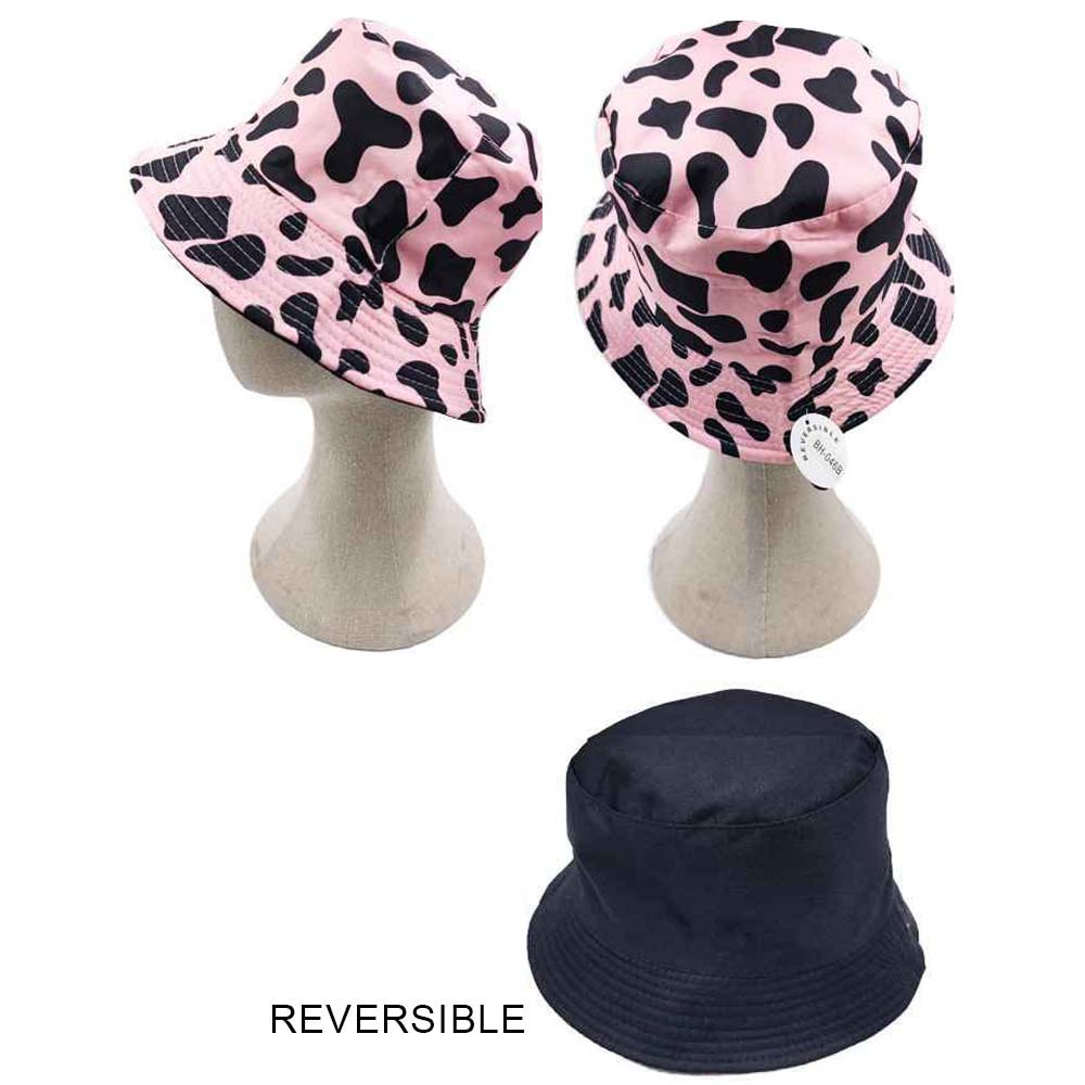 HATEGORY Cow Patterned Reversible Bucket Hat