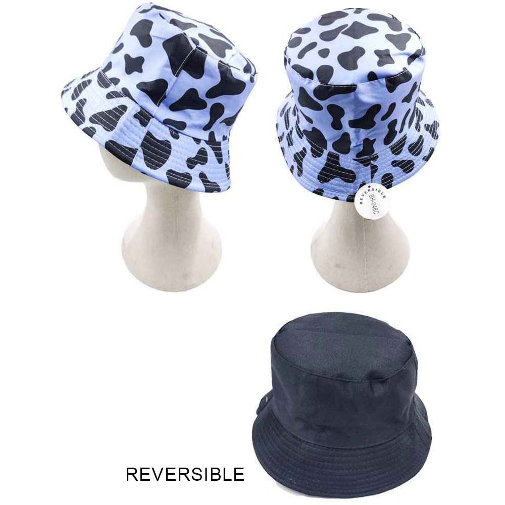 HATEGORY Cow Patterned Reversible Bucket Hat