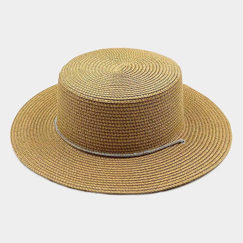 HATEGORY Bling Chin Tie Straw Sun Hat