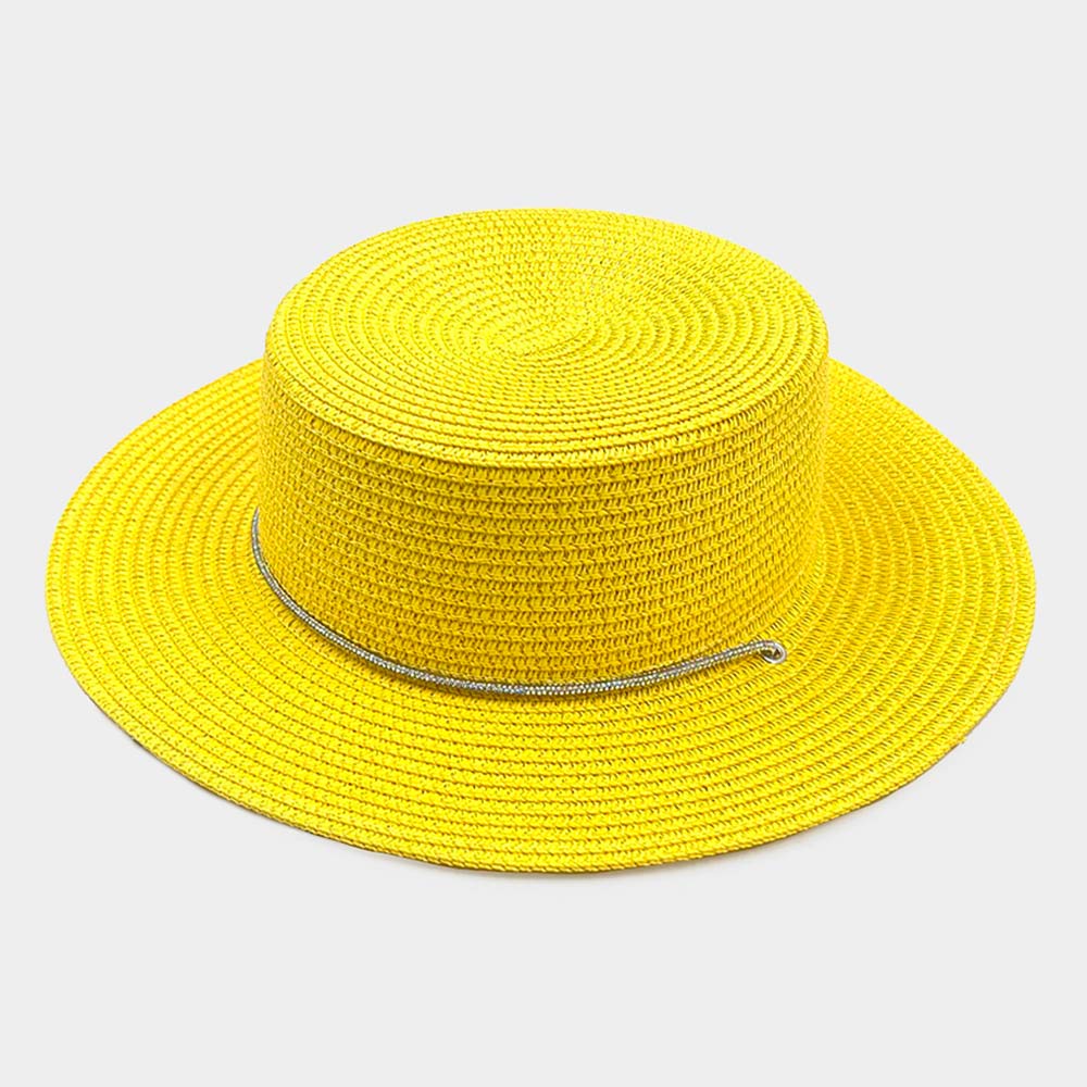 HATEGORY Bling Chin Tie Straw Sun Hat