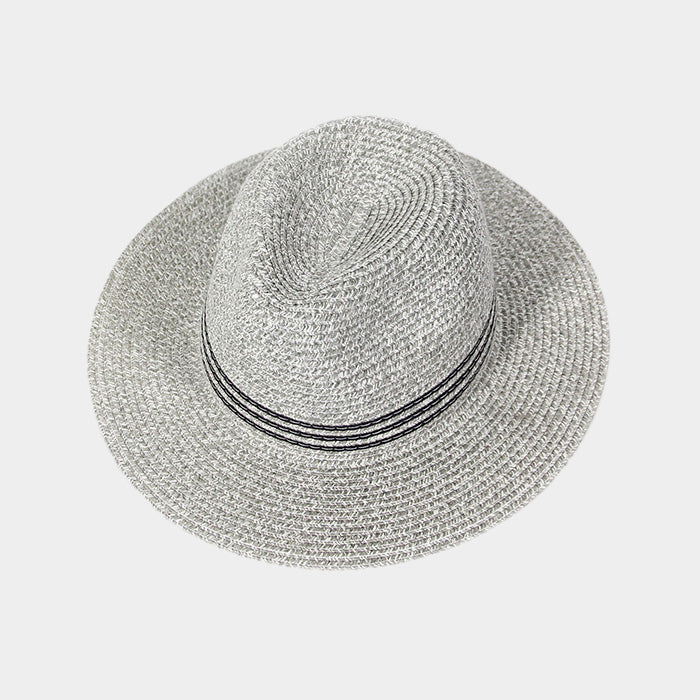 HATEGORY Striped straw fedora hat