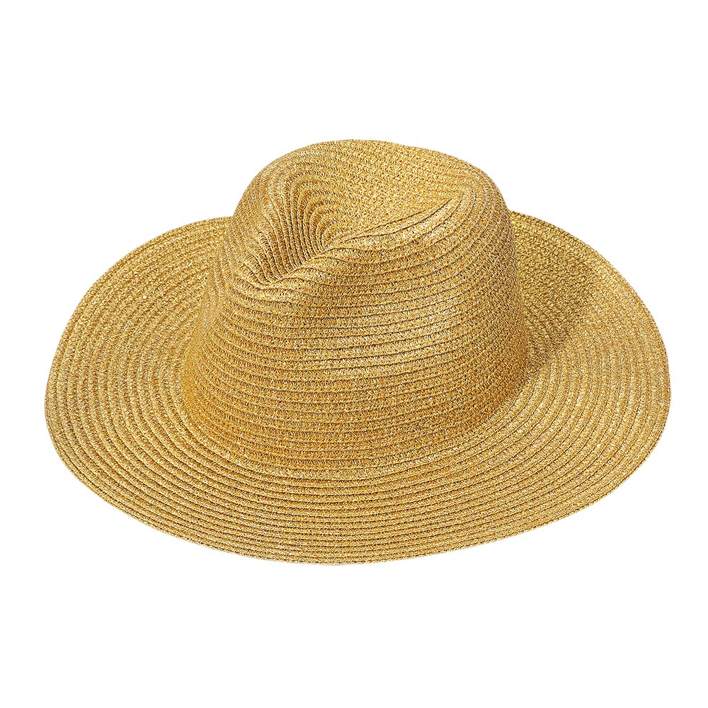 HATEGORY Metallic Woven Fedora Sun Hat