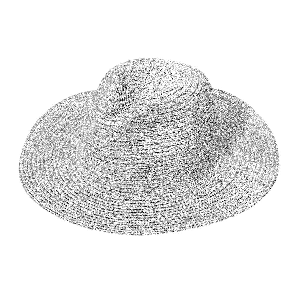 HATEGORY Metallic Woven Fedora Sun Hat