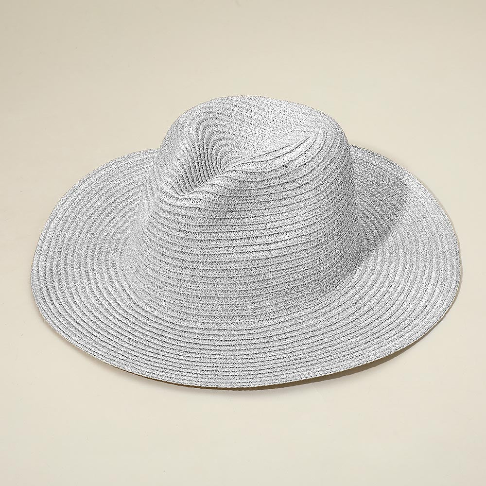 HATEGORY Metallic Woven Fedora Sun Hat