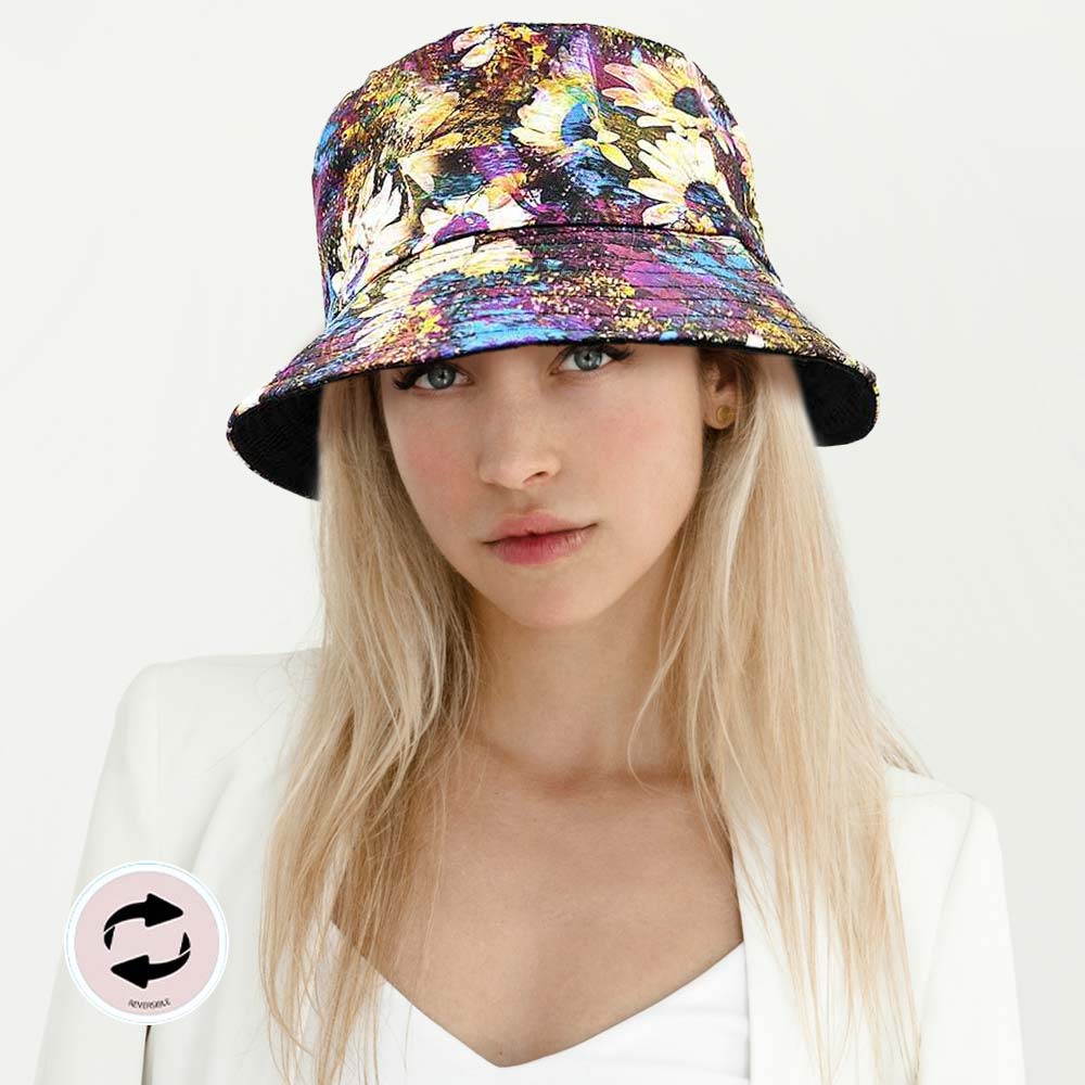 HATEGORY Flower Patterned Reversible Bucket Hat