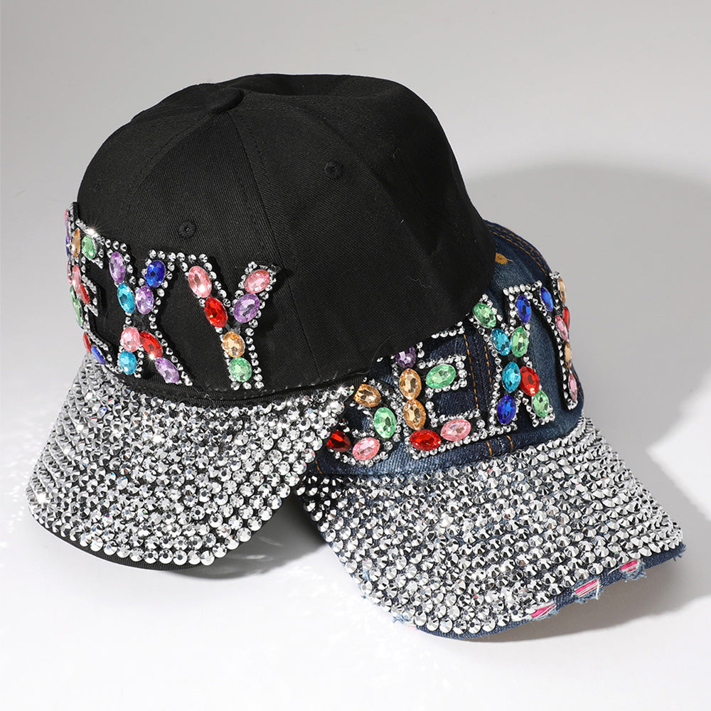 HATEGORY Oval Rhinestone Cluster Embellished SEXY Message Bling Studded Glam Baseball Cap