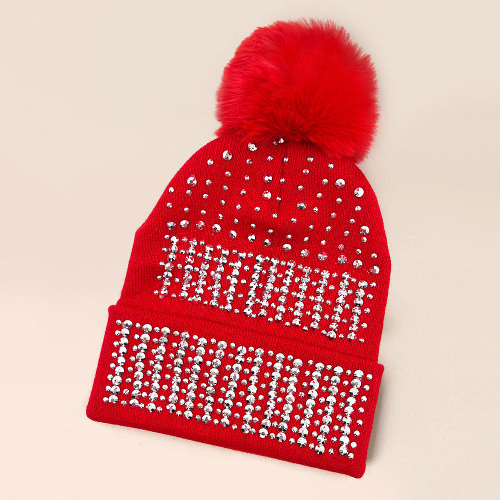 HATEGORY Bling Pom Pom Beanie Hat