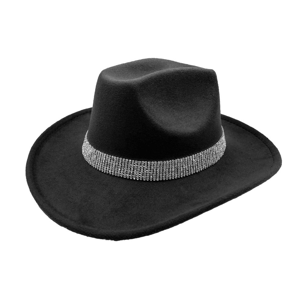HATEGORY Rhinestone Paved Band Accented Cowboy Western Hat