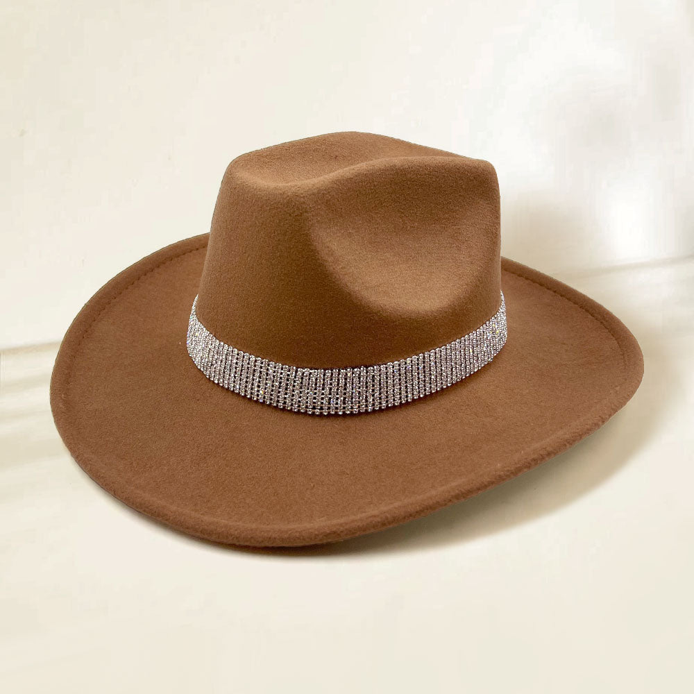 HATEGORY Rhinestone Paved Band Accented Cowboy Western Hat