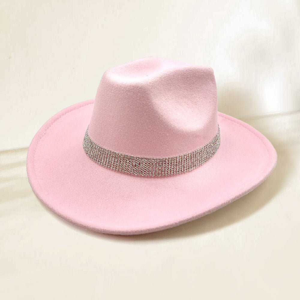 HATEGORY Rhinestone Paved Band Accented Cowboy Western Hat