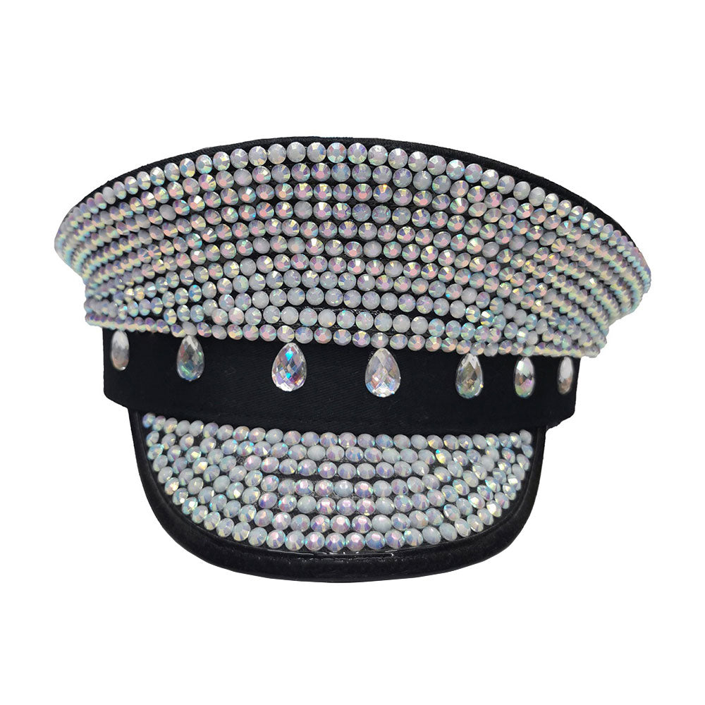 HATEGORY Teardrop Stone Pointed Bling Studded Captain Hat