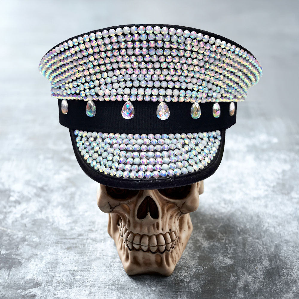 HATEGORY Teardrop Stone Pointed Bling Studded Captain Hat