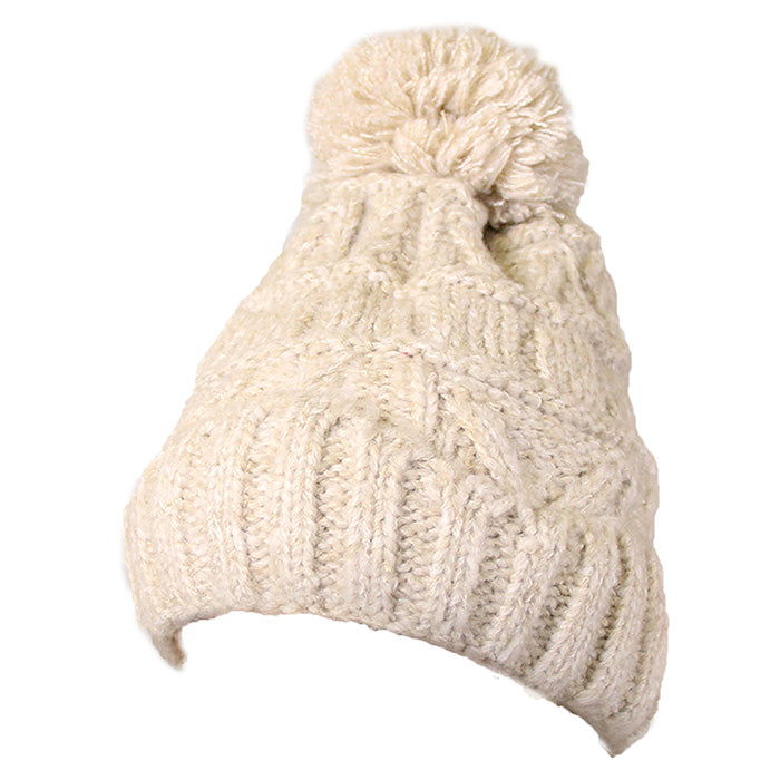 HATEGORY Fleece Lined Knit Pom Pom Beanie