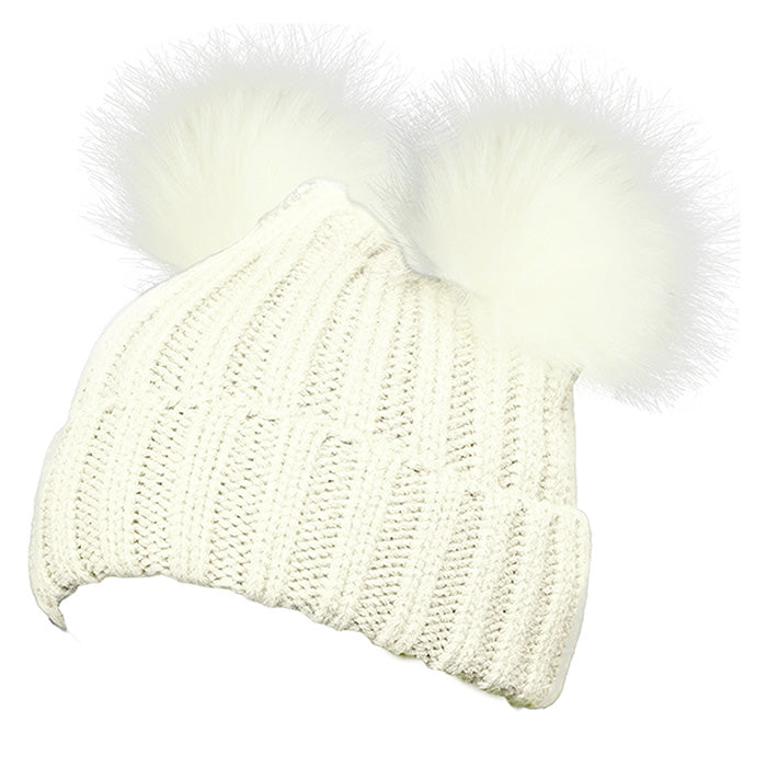 HATEGORY Double Faux Pom Pom Winter Beanie