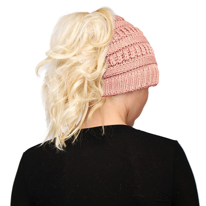 HATEGORY Solid Stretchy Hole Knitted Beanie