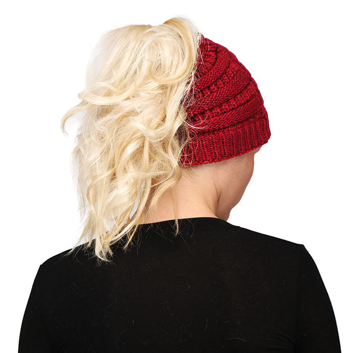 HATEGORY Solid Stretchy Hole Knitted Beanie