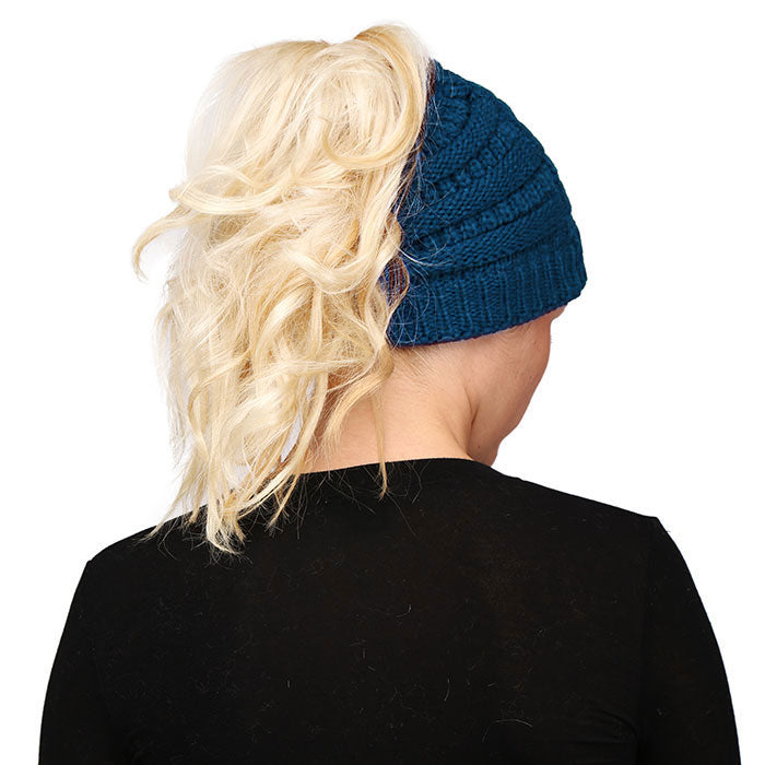 HATEGORY Solid Stretchy Hole Knitted Beanie Hat