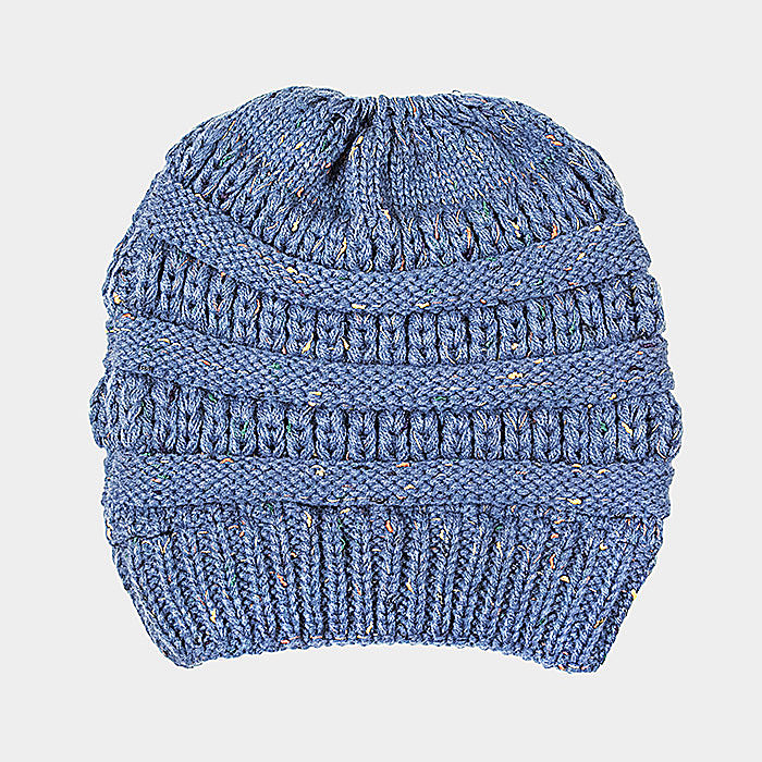 HATEGORY Multi Color Sprinkled Hole Knitted Beanie Hat