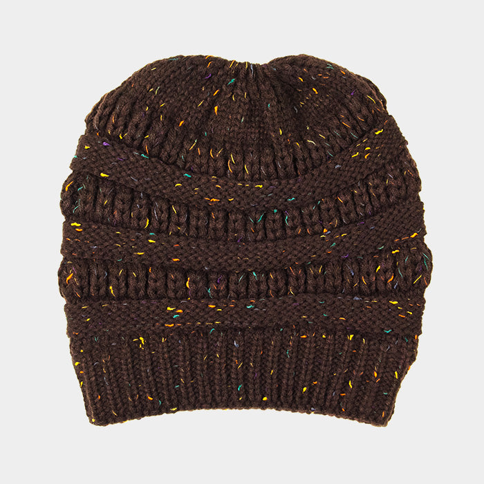 HATEGORY Multi Color Sprinkled Hole Knitted Beanie Hat
