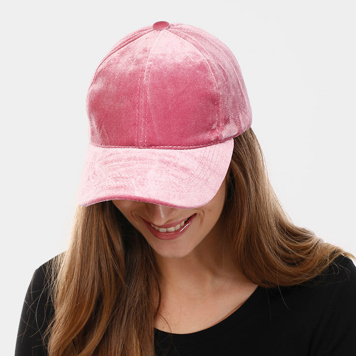 HATEGORY Solid Velvet Velcro Baseball Cap
