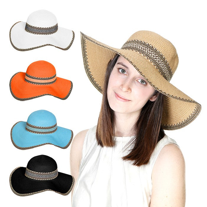 HATEGORY Wide brim paper straw floppy sun hat