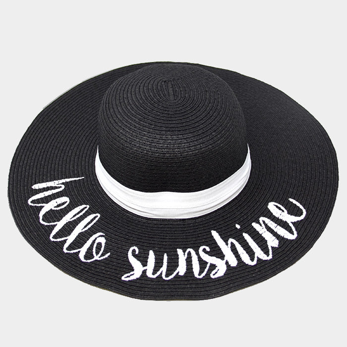 HATEGORY 'Hello Sunshine' Embroidery Straw Floppy Sun Hat