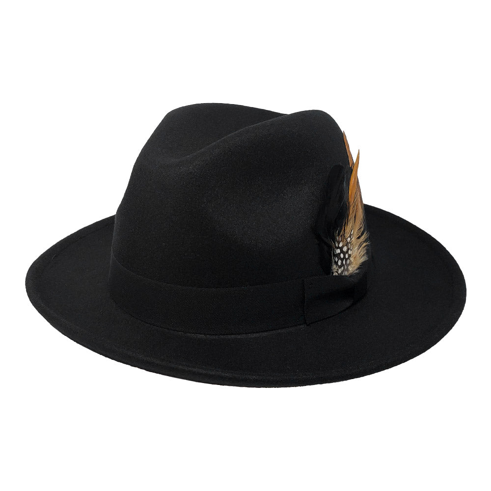 HATEGORY Feather Bow Pointed Fedora Hat