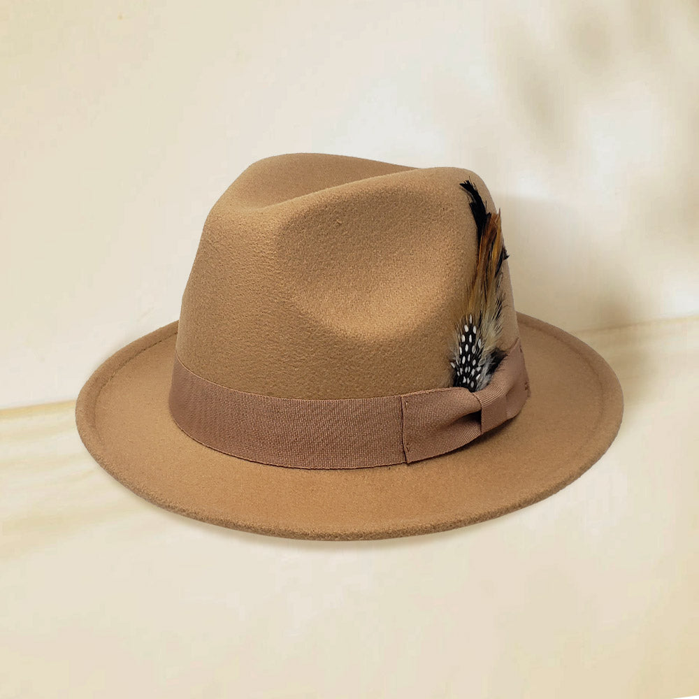 HATEGORY Feather Bow Pointed Fedora Hat