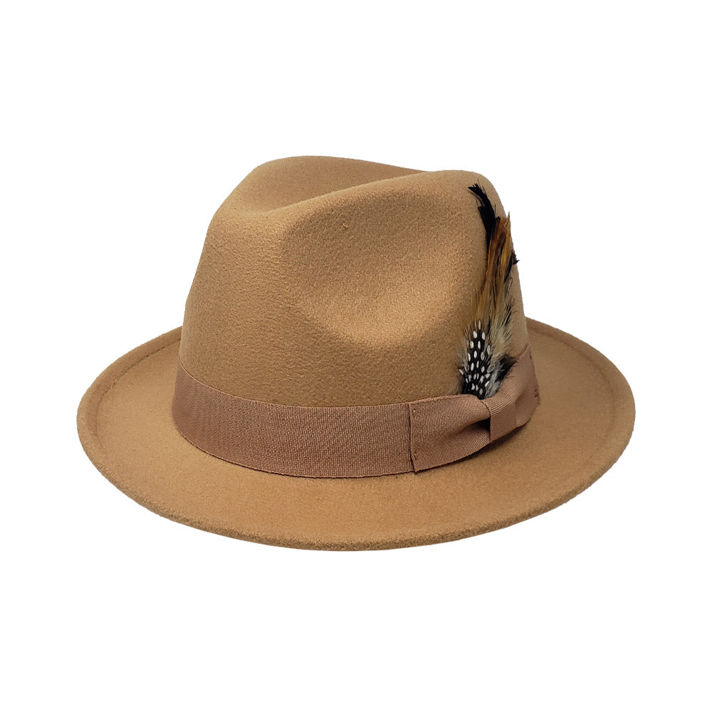 HATEGORY Feather Bow Pointed Fedora Hat