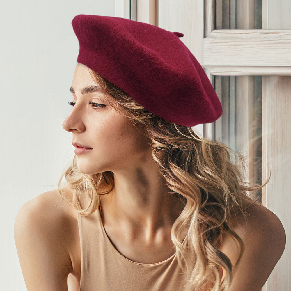 HATEGORY Solid Beret Hat