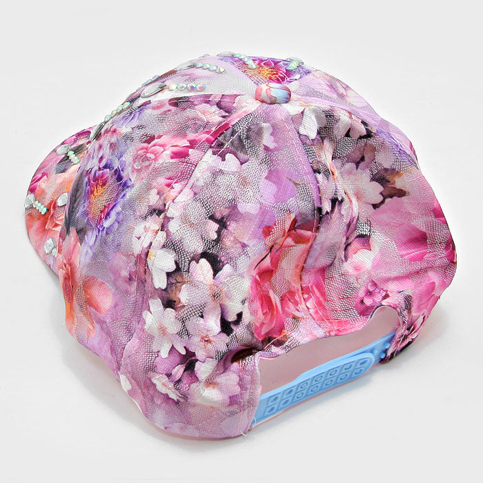 HATEGORY Teardrop Accented Flower Mesh Cap