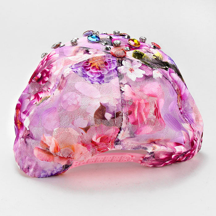 HATEGORY Teardrop Accented Flower Mesh Cap