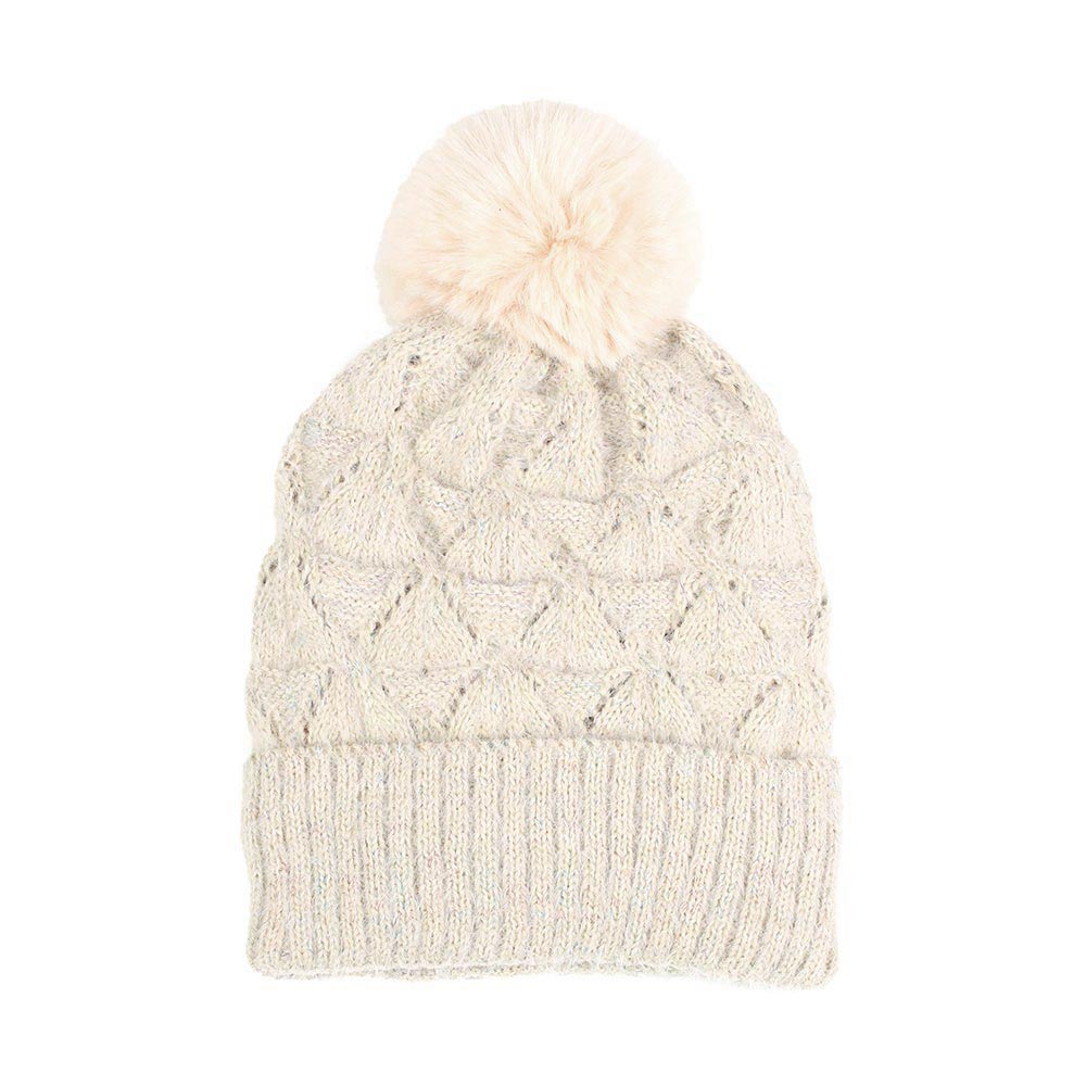 HATEGORY Pom Pom Multi Color Lurex Knit Beanie Hat