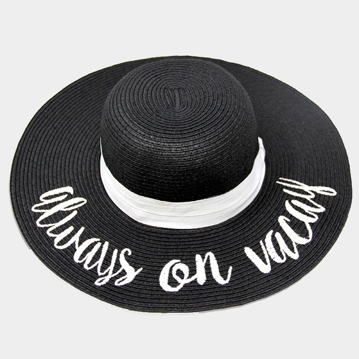 HATEGORY 'Always on Vacay' Embroidery Straw Floppy Sun Hat
