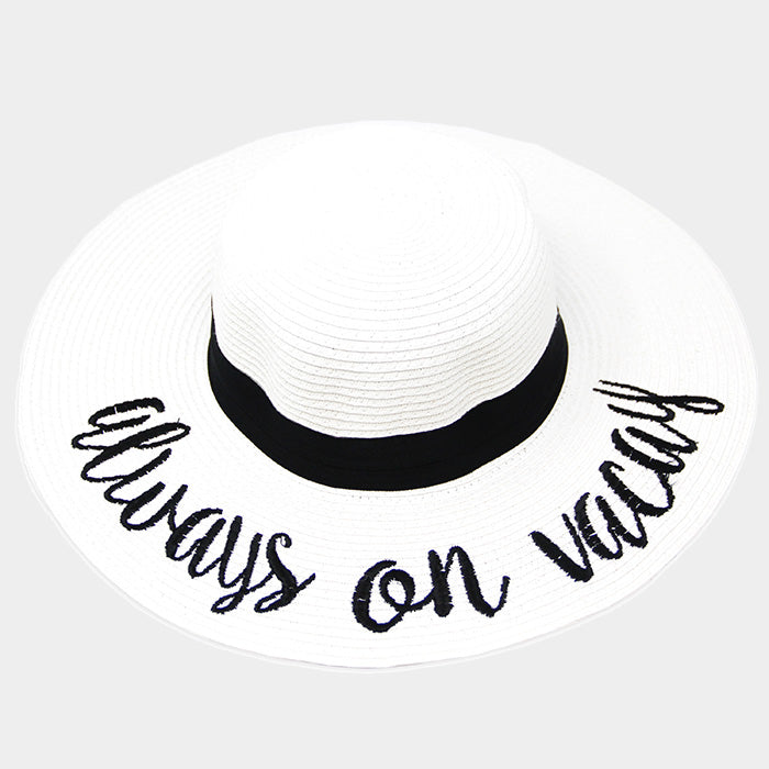 HATEGORY 'Always on Vacay' Embroidery Straw Floppy Sun Hat