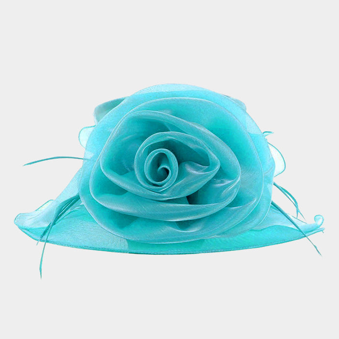 HATEGORY Rose feather organza hat
