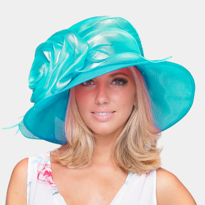 HATEGORY Rose feather organza hat