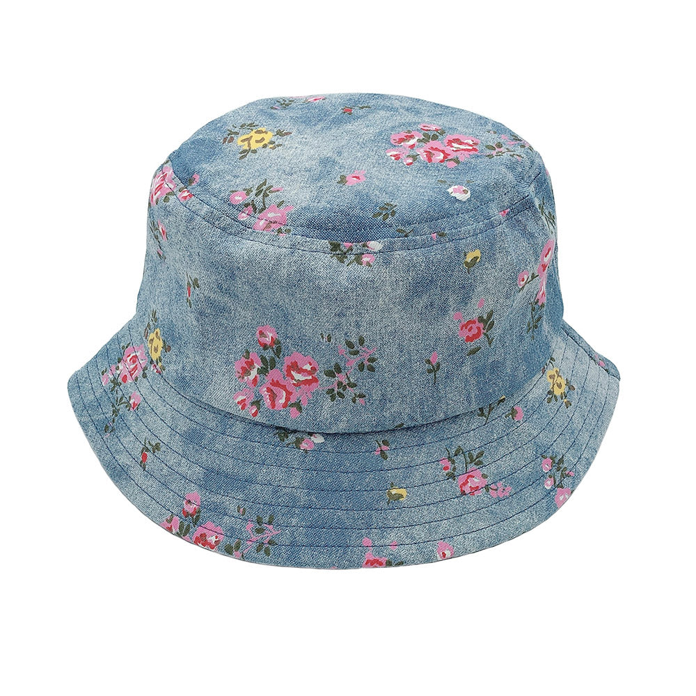 HATEGORY Denim Floral Bucket Hat